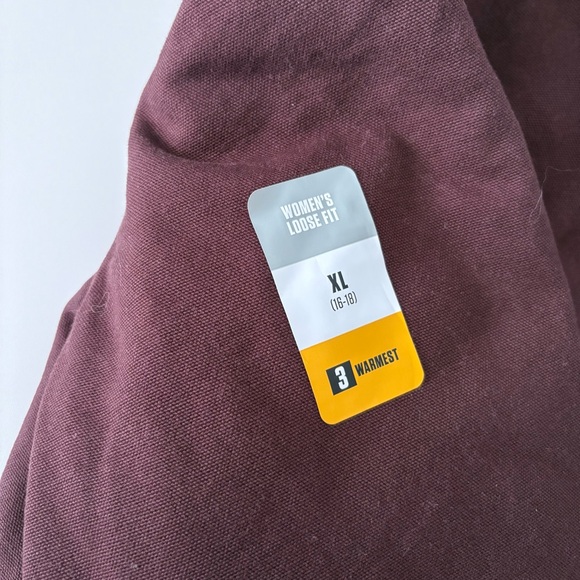 Carhartt Women’s Loose Fit Washed Hooded Duck Jacket in BlackBerry Purple - Picture 11 of 16